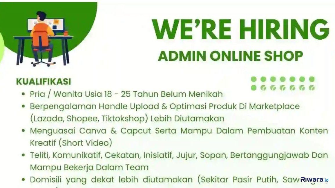 Lowongan admin online shop Depok